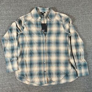 PAIGE Davlyn Teal Oversized Boyfriend Plaid Button Down Shirt‎ Womens Small NWT